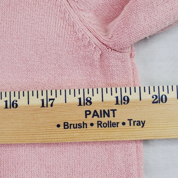 Vintage Orvis Cardigan Women Medium Pink Knit Sweater Sailor Flap Collar Minimal - Picture 11 of 16